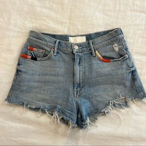MOTHER embroidered denim cutoff shorts